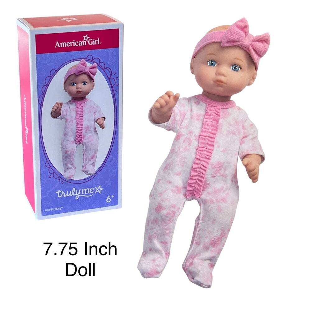 NEW American Girl LITTLE BITTY BABY DOLL 7.75" Blonde Hair Blue Eyes Sleeper Box